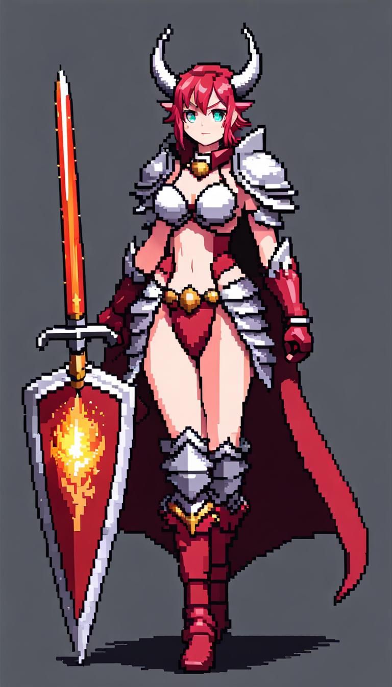 Pixel Art Knight Running with Sword and Shield