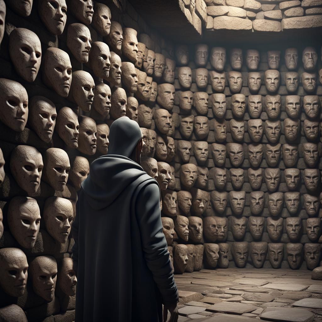 Masked Reflections: A Cinematic 3D Game Scene