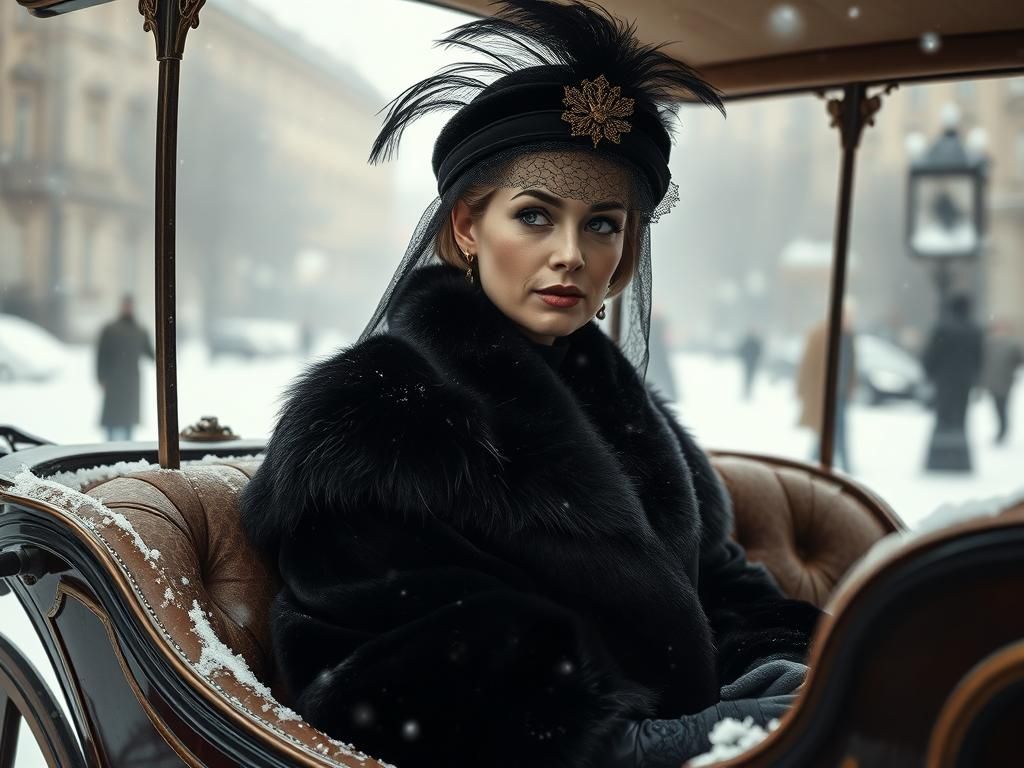 Aristocratic Woman in Carriage: Realistic Portrait