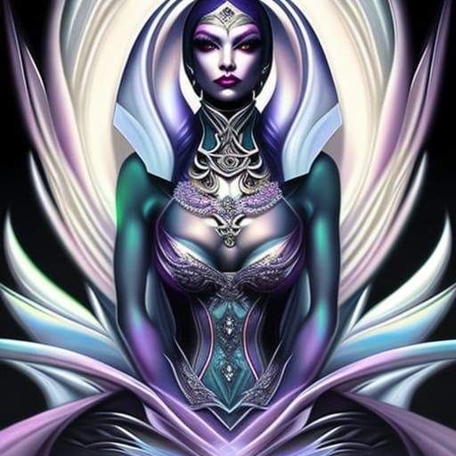 Alien Woman in Haute Couture: Noir Digital Painting