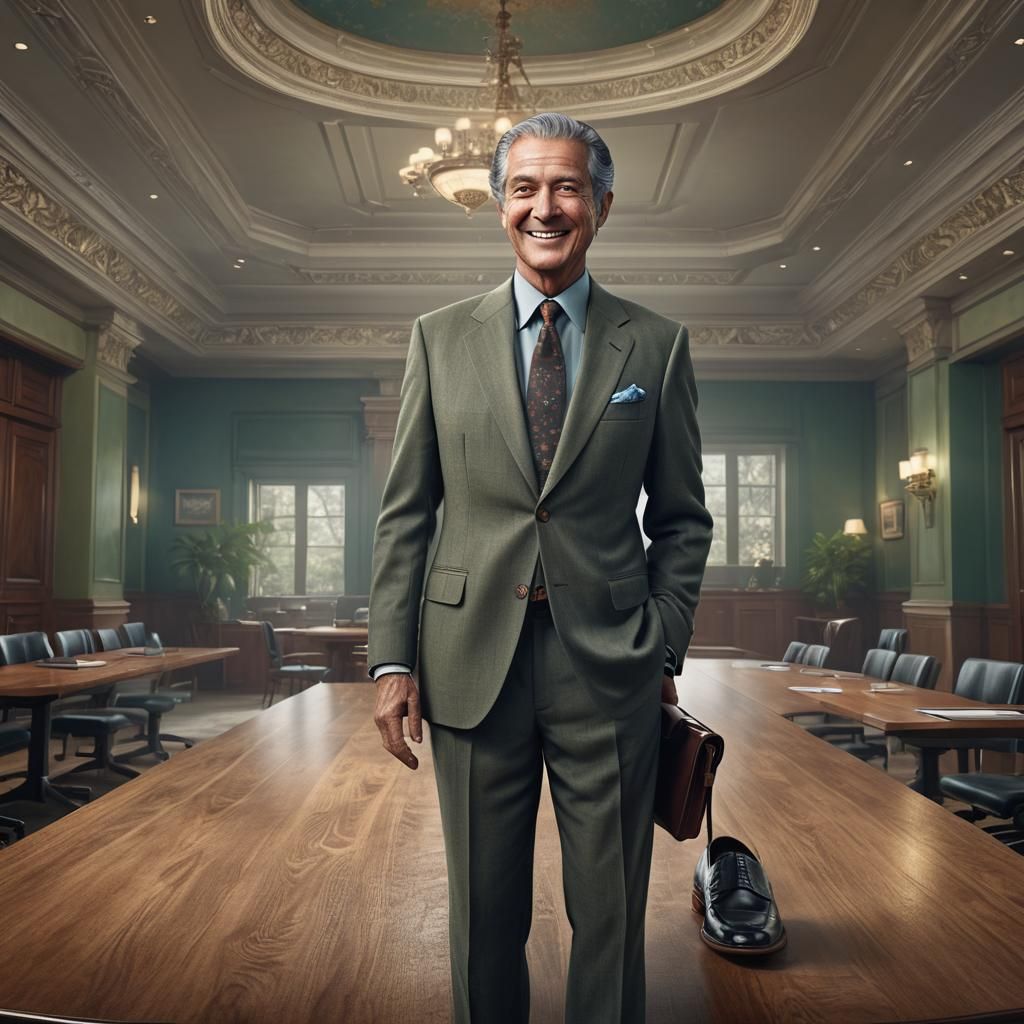 Handsome Portuguese Man in Suit, Detailed Matte Painting