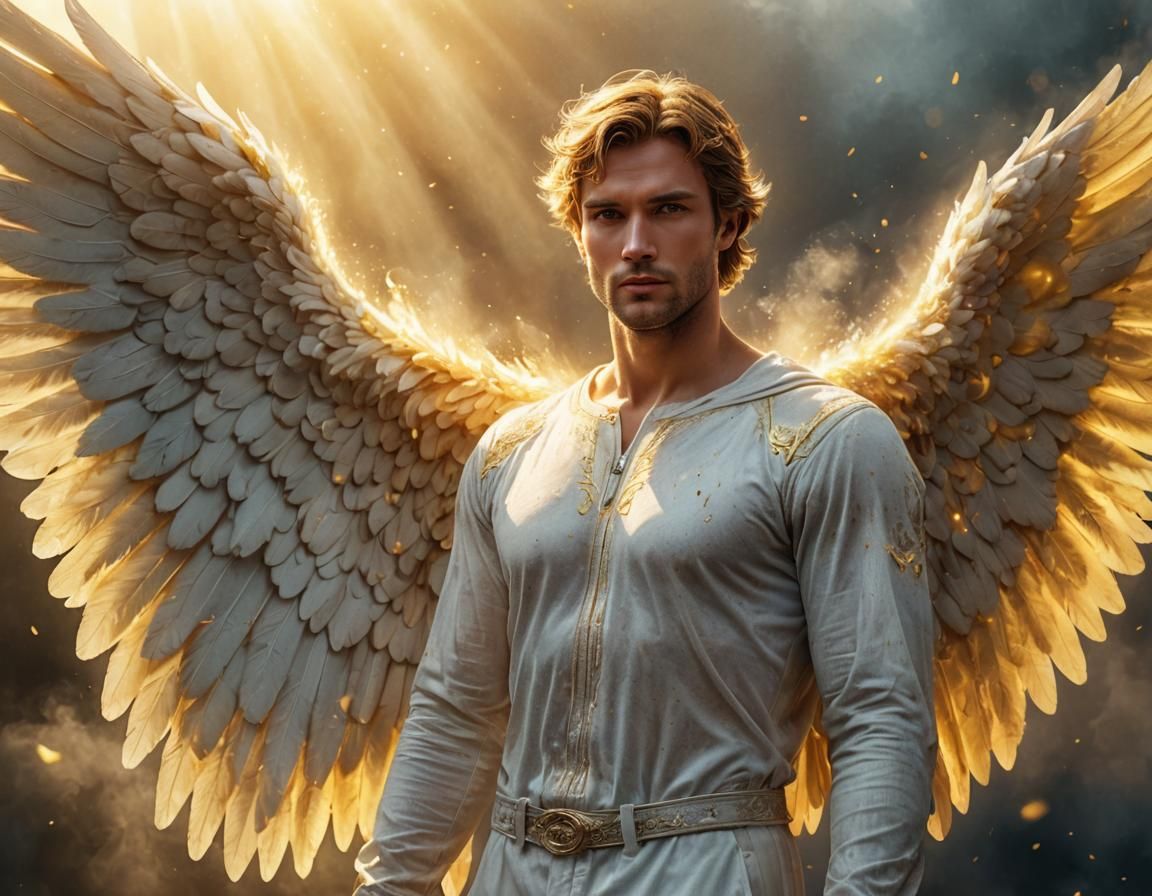 Radiant Six-Winged Angel in Digital Art