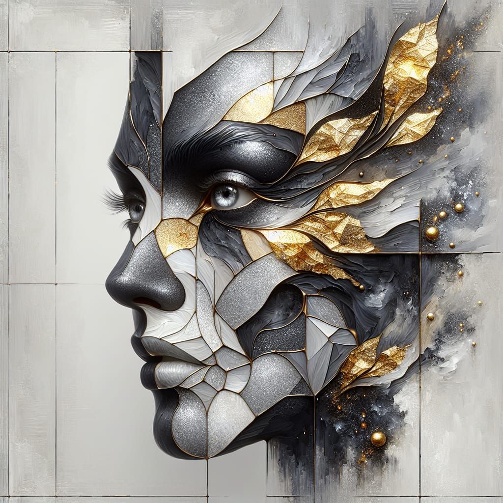 Ethereal Fantasy Portrait with Fragmented Face