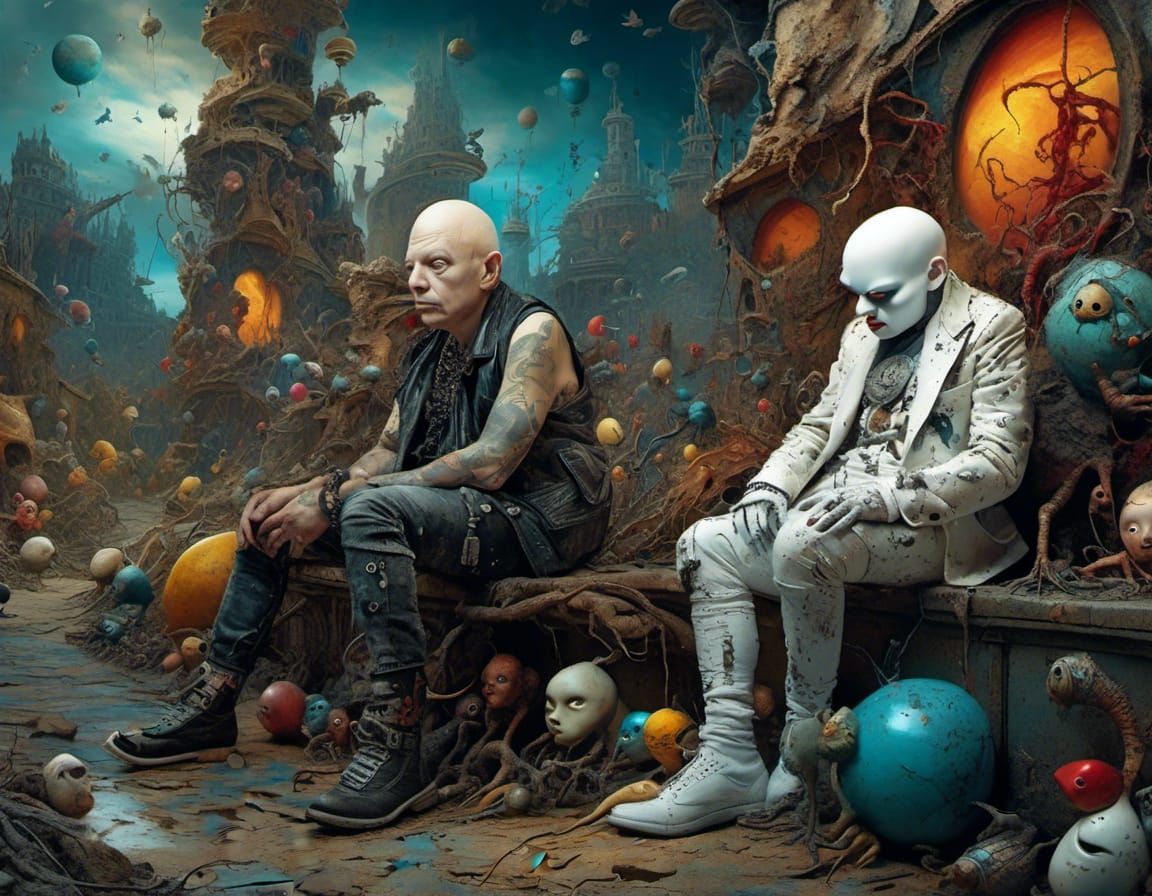 Cyberpunk Humpty Dumpty on Graffiti Wall