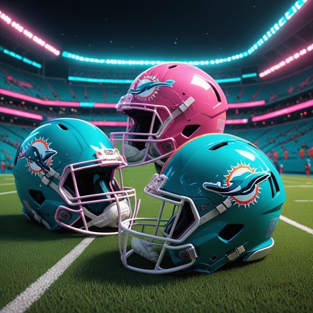 Miami Dolphins in Miami Vice Colors: Digital Art