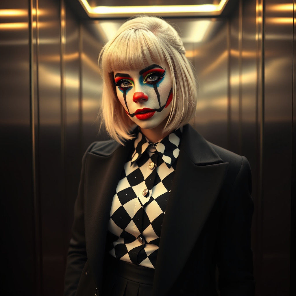 Lady Gaga with Clown Makeup in Dreamy Style