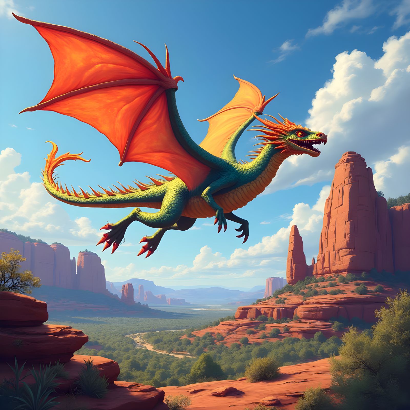 Sedona's Cathedral Rock Underneath a Whimsical Multi-Colored...