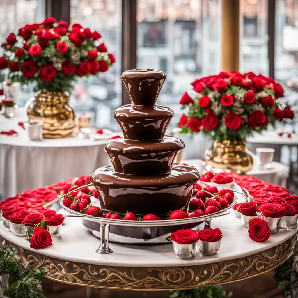 Chocolate Fountain with Roses