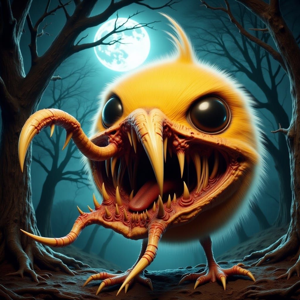 Menacing Tweety Bird in Surreal Gothic Style