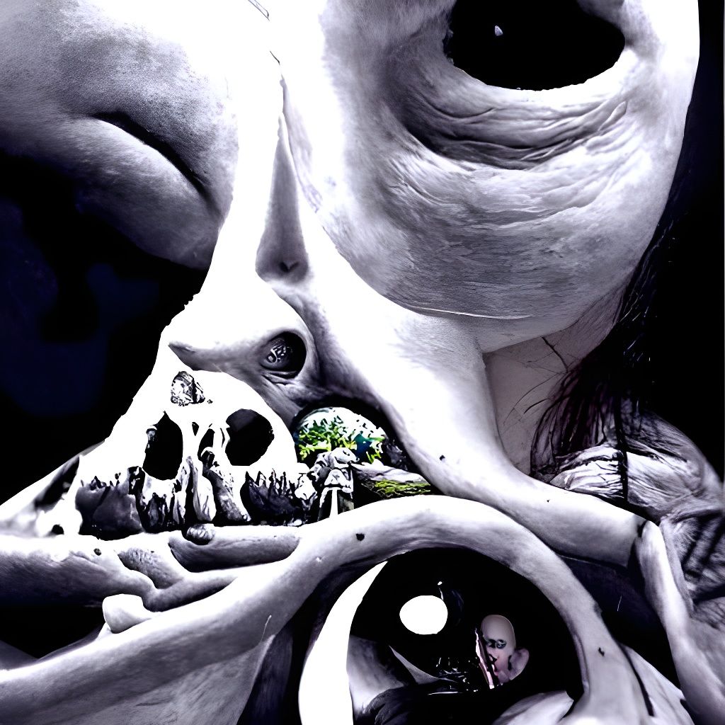 Surreal Obelisk Forest Inside Woman's Skull