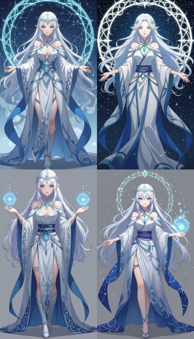 Ethereal Oracle with Sapphire Eyes and Silver Hair