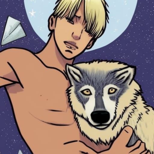 Libra Boy with Wolf Digital Art