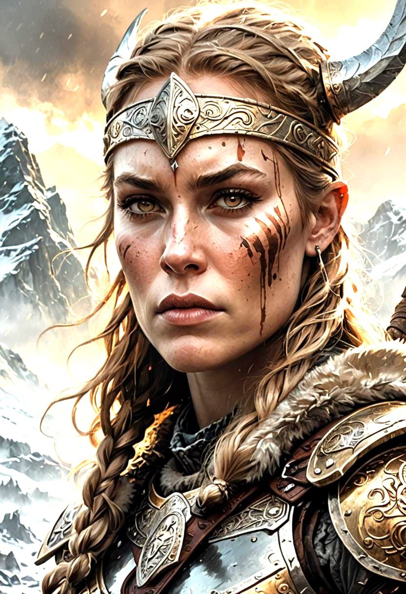 Viking Valkyrie Woman in Norse Mythology