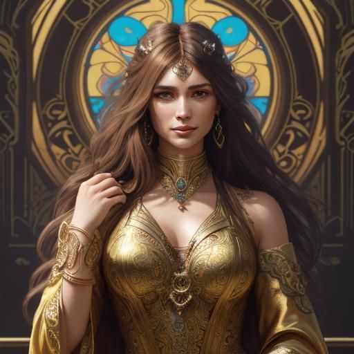 Playboy Model Portrait in Art Nouveau Style