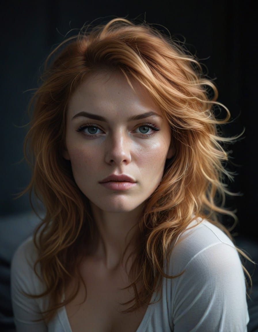 Sensual Bedroom Portrait in Darkened Ambiance