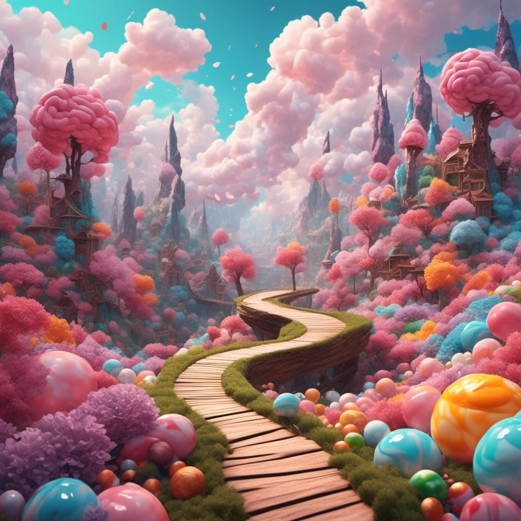 Candy Road Digital Illustration in Candyland Style