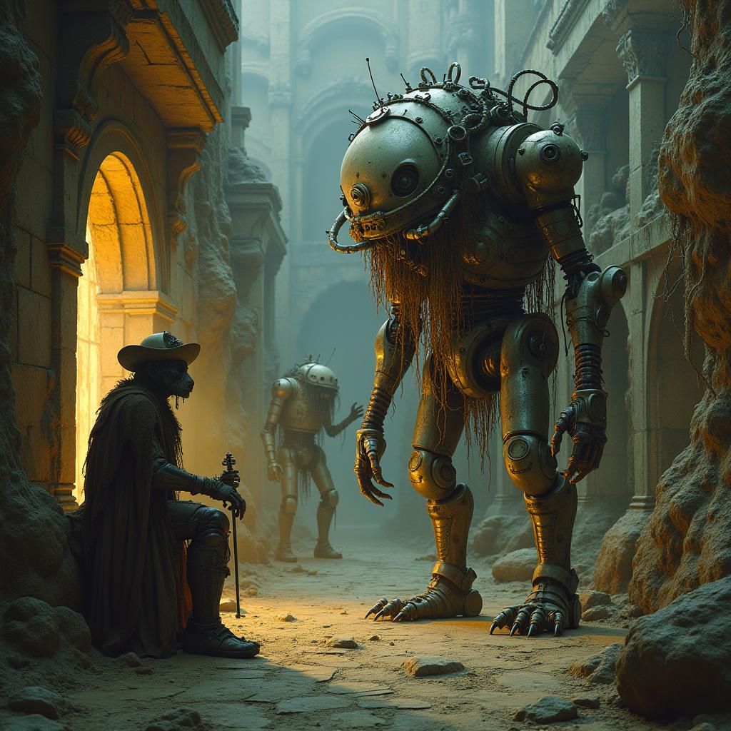 Steampunk Androids Reign in Dynamic Fantasy Scene