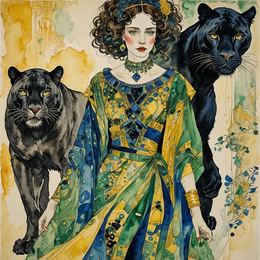 Lady with black panther