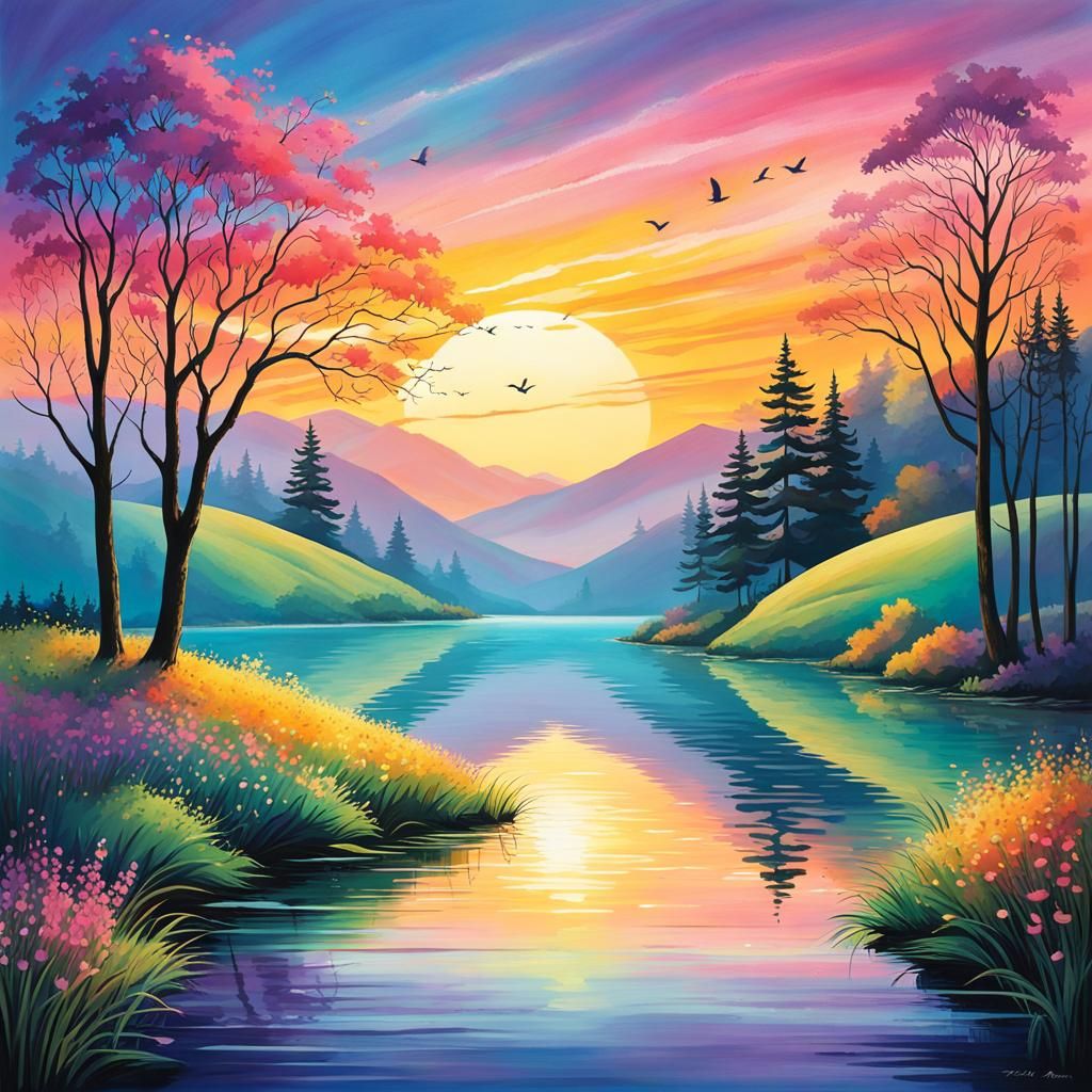 Galactic Dreamscape in Crystal Sphere, Alcohol Ink Style