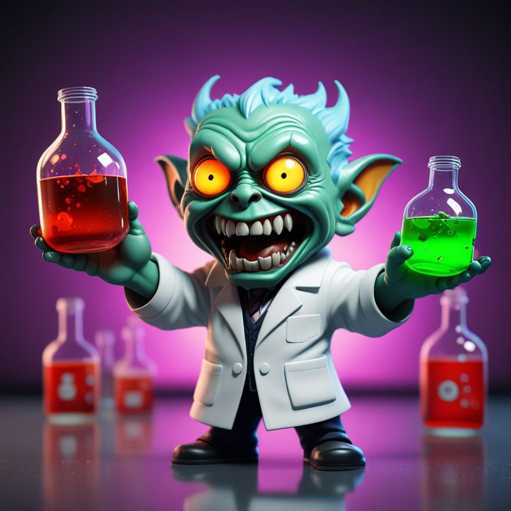 Mysterious Alchemist in Dark Laboratory