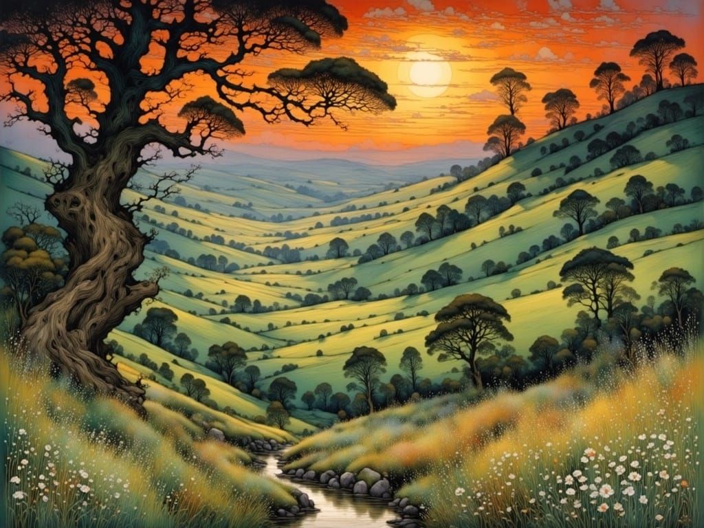 Mystical Landscape in the Style of Victorian Era Artists