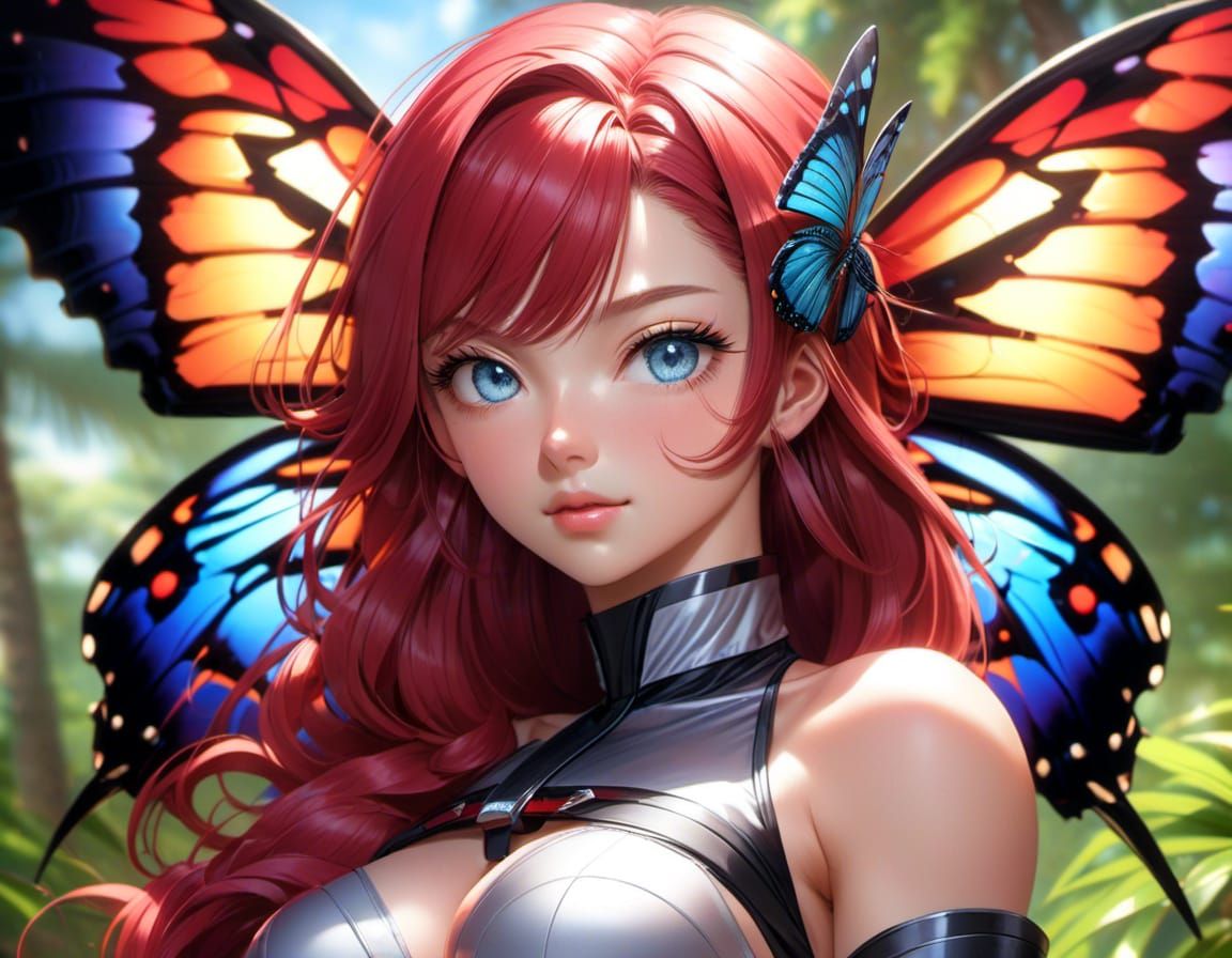 Vibrant Butterfly Portrait Flying Through Forest