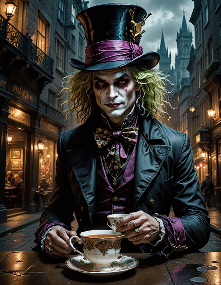 Gothic Mad Hatter in Dramatic London Setting