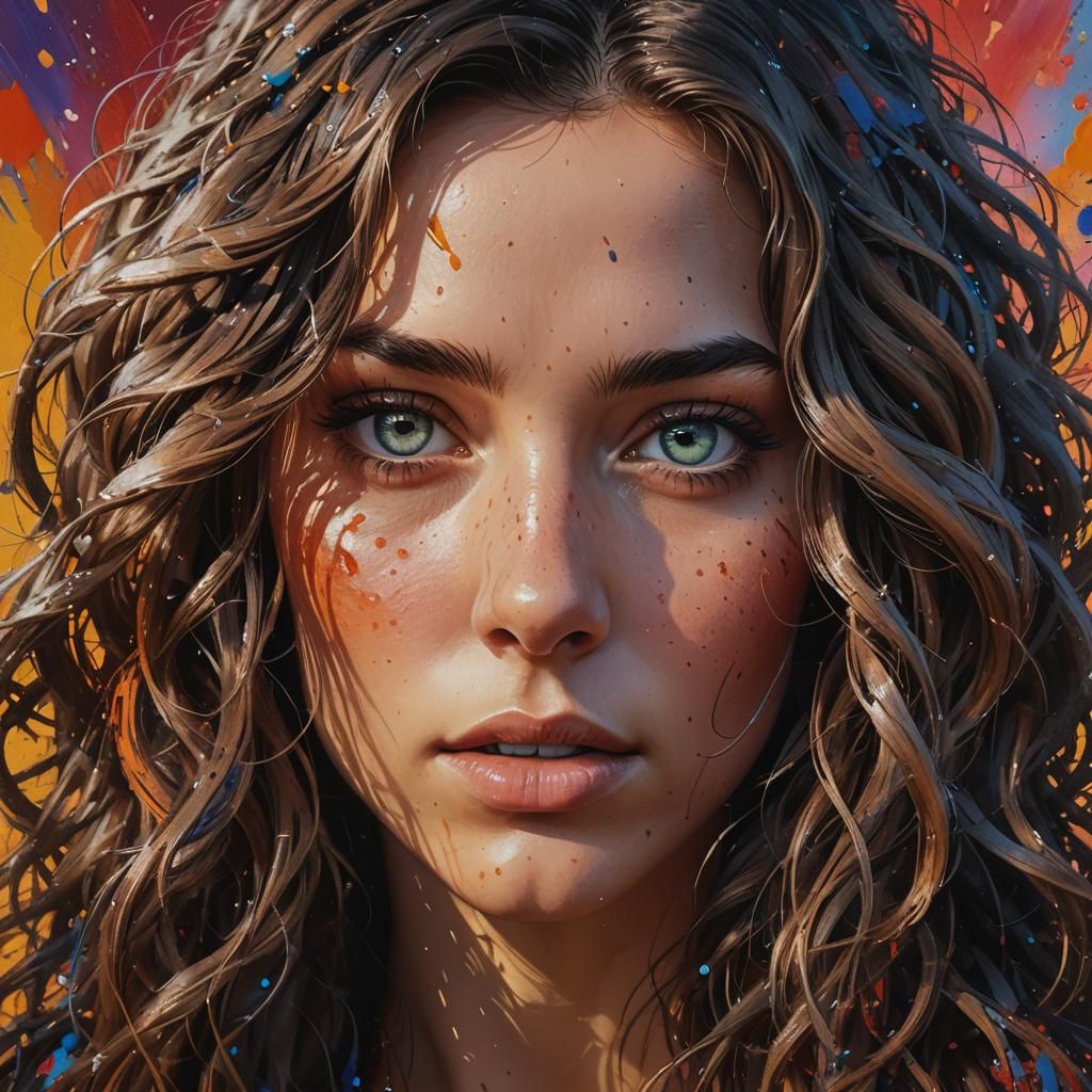 Stunning Woman with Piercing Eyes in Hyperrealistic Style