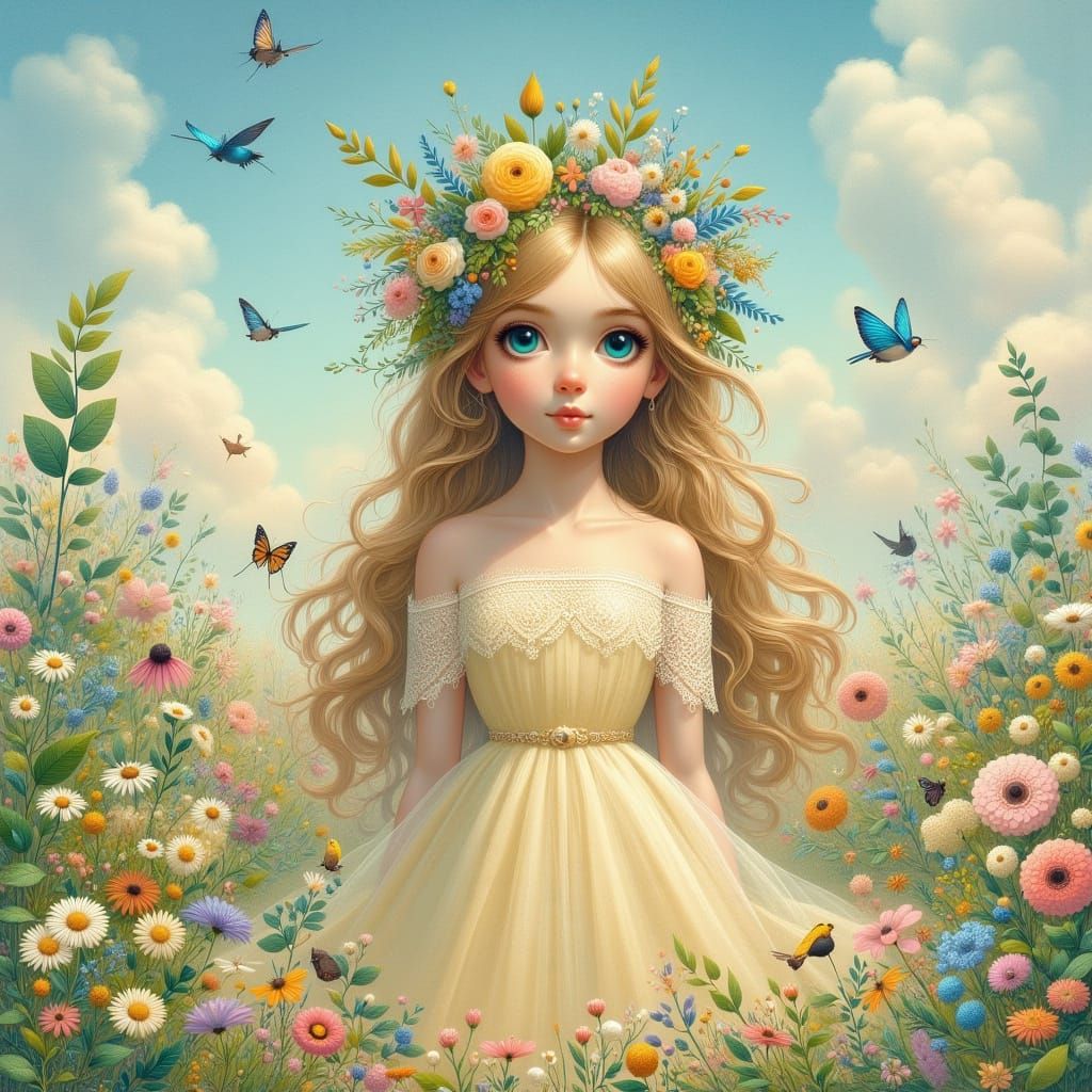 Serene Princess Summer in Whimsical Floral Wonderland