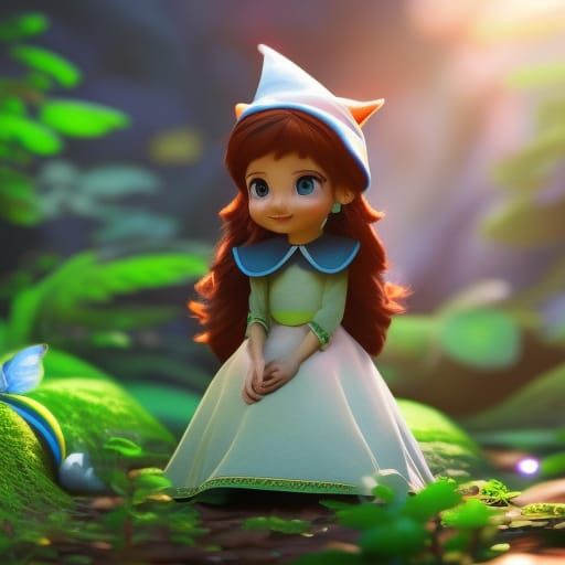 Enchanted Elf in Forest, Storybook Style