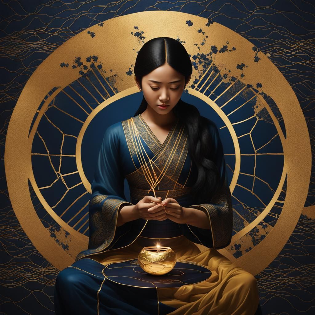 Depict a meaningful representation of a human soul mending p...