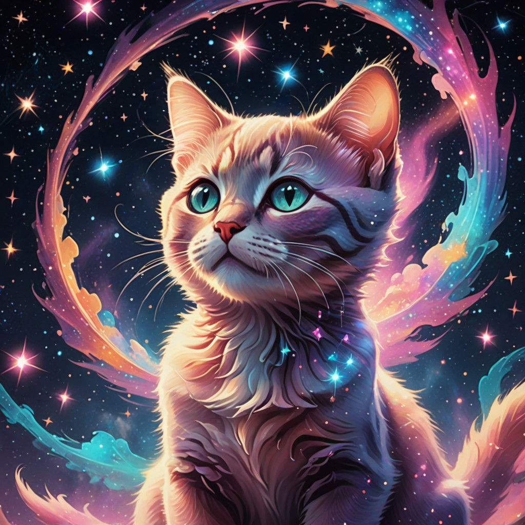 Cosmic Kitten Plays Among the Stars in a Vibrant Galaxy