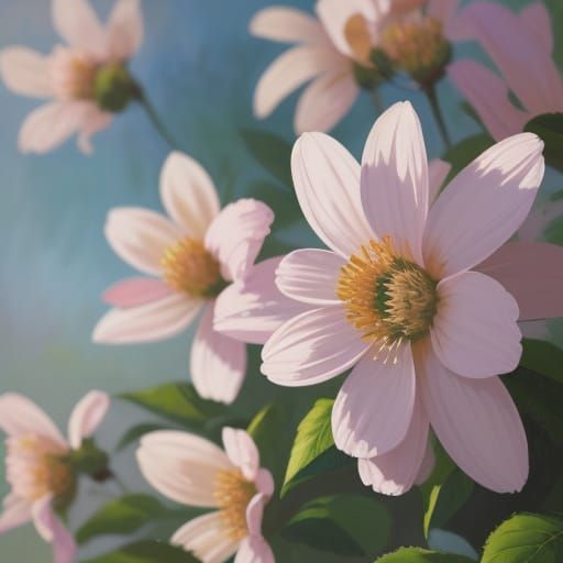 Impressionist Apricot and Lilac Blossoms in Oil