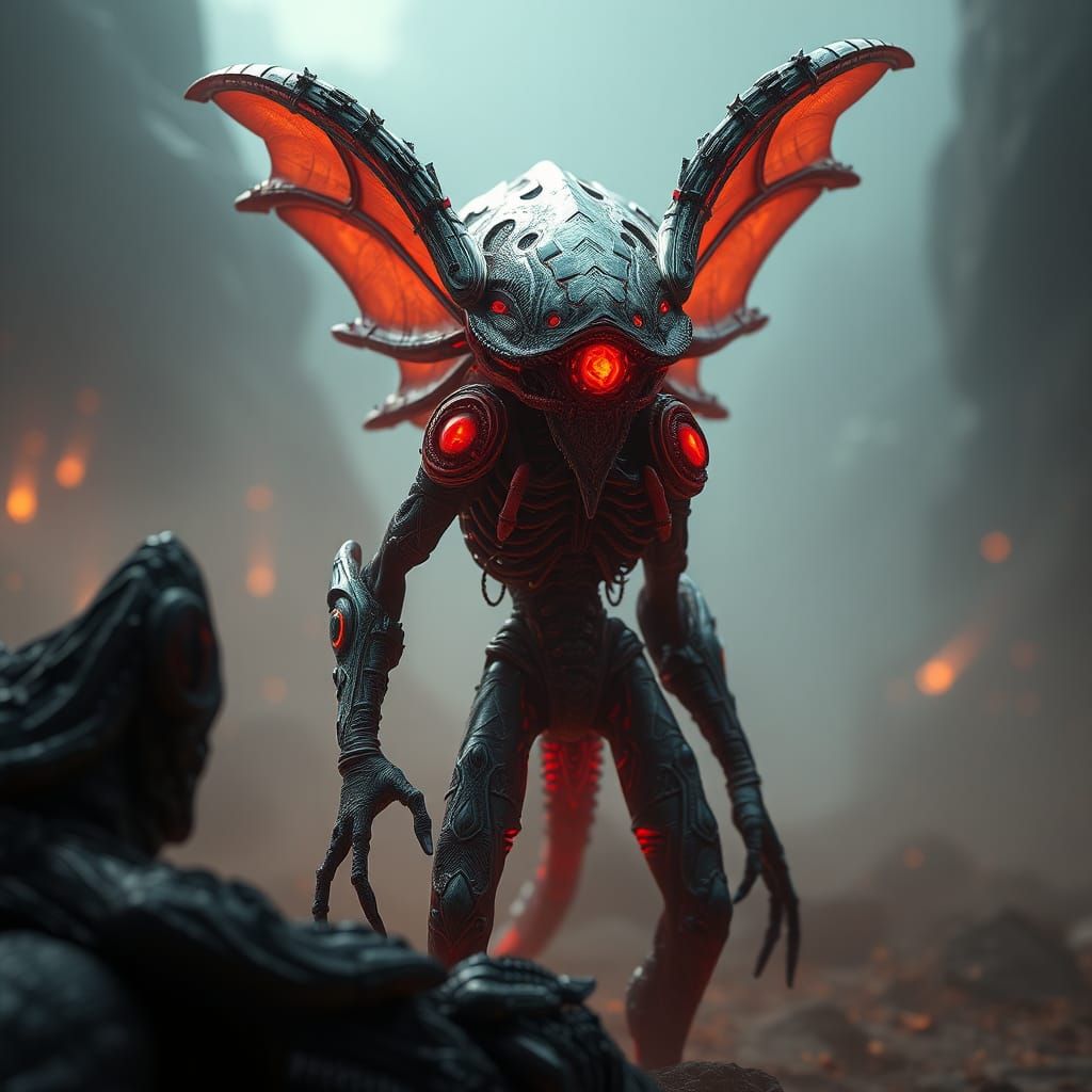 Bio-Organic Alien Creature with Intricate Armor