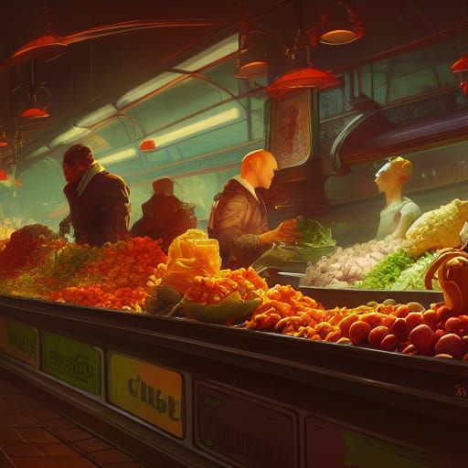 Goblin Grocery Store Concept Art in Art Nouveau Style