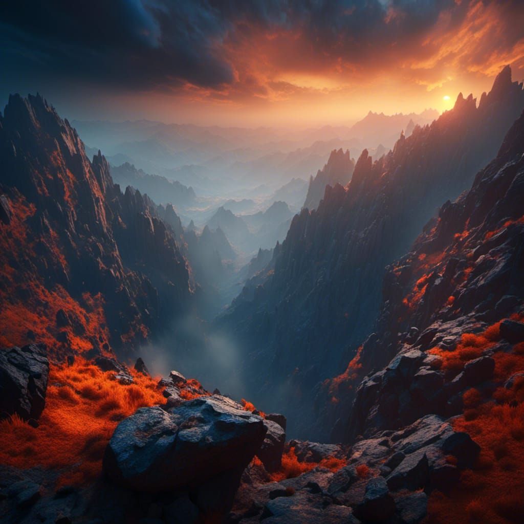 <lora:Depth:1.0> Looking down a dizzying precipice