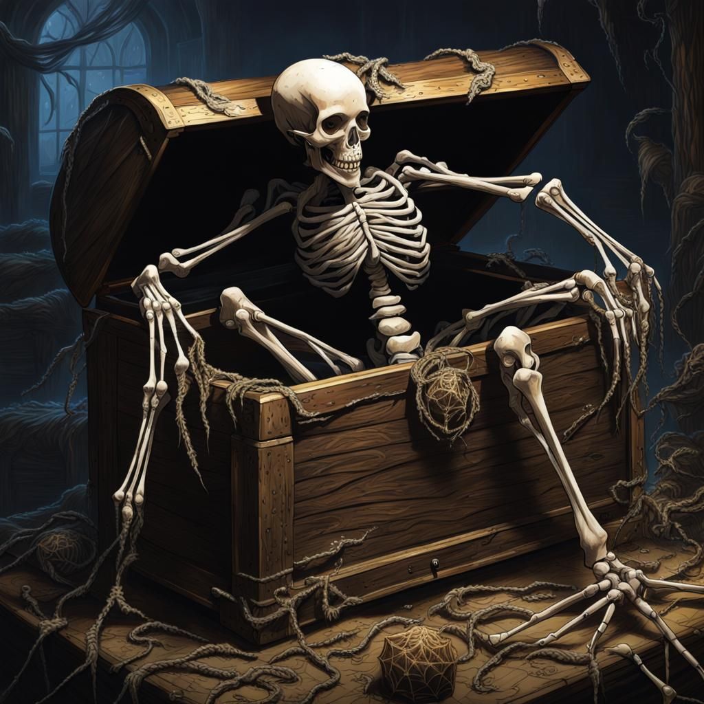 Pirate Skeleton in Spiderwebs, Sinister Digital Painting