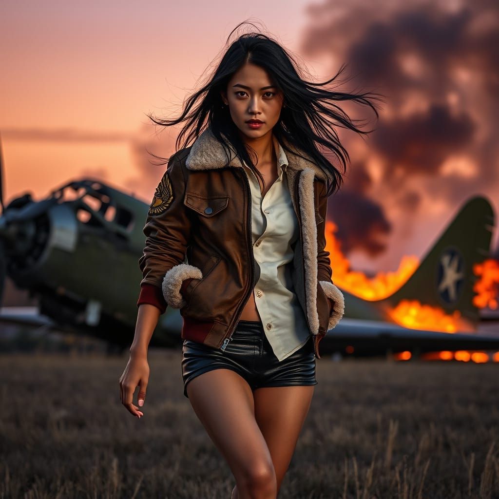 Japanese Woman Walks Away From Burning Aircraft