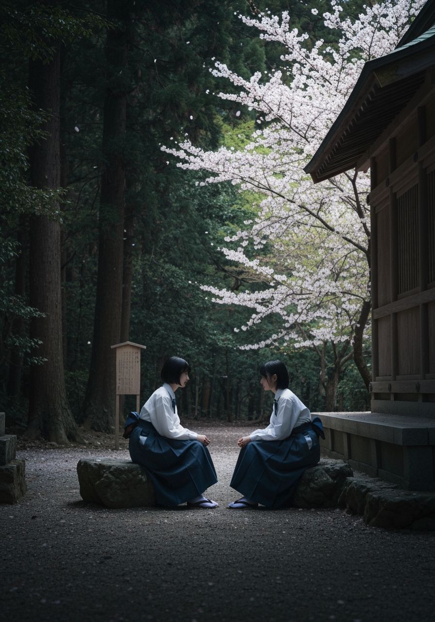 Taisho Era Shrine Secret - Students in Deep Conversation