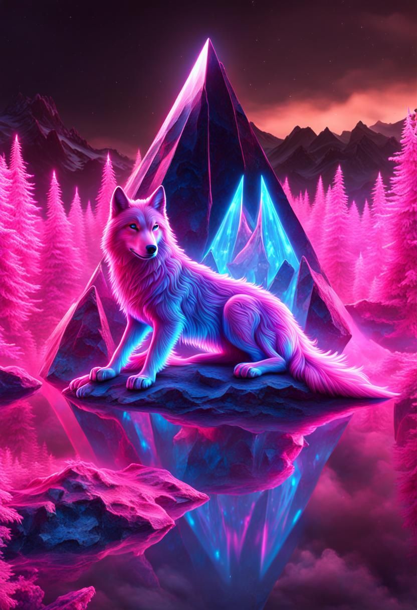 Pink Crystal Wolf
