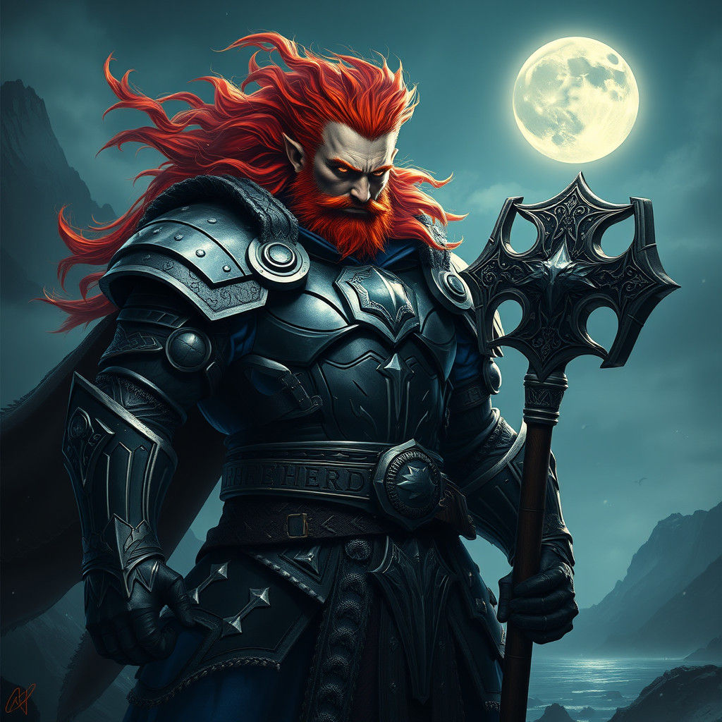 Viking Knight with Warhammer in Digital Matte Painting