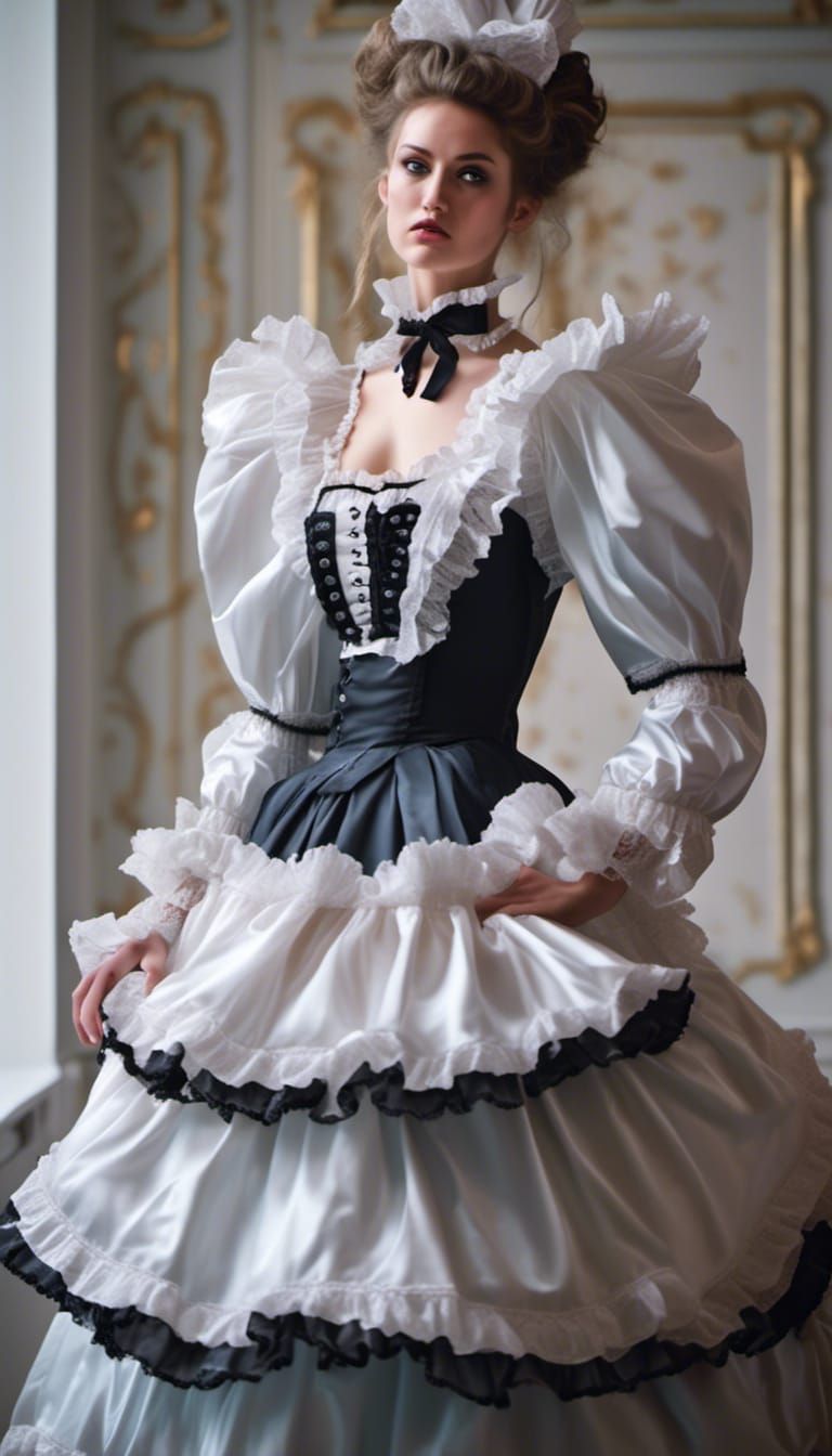Woman in Frilly Maid Outfit, Professional Photography