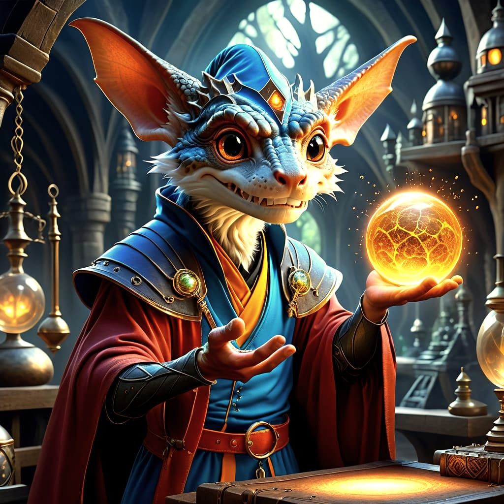 Whimsical Hyperrealist Fantasy of a Kobold Alchemist's Marve...