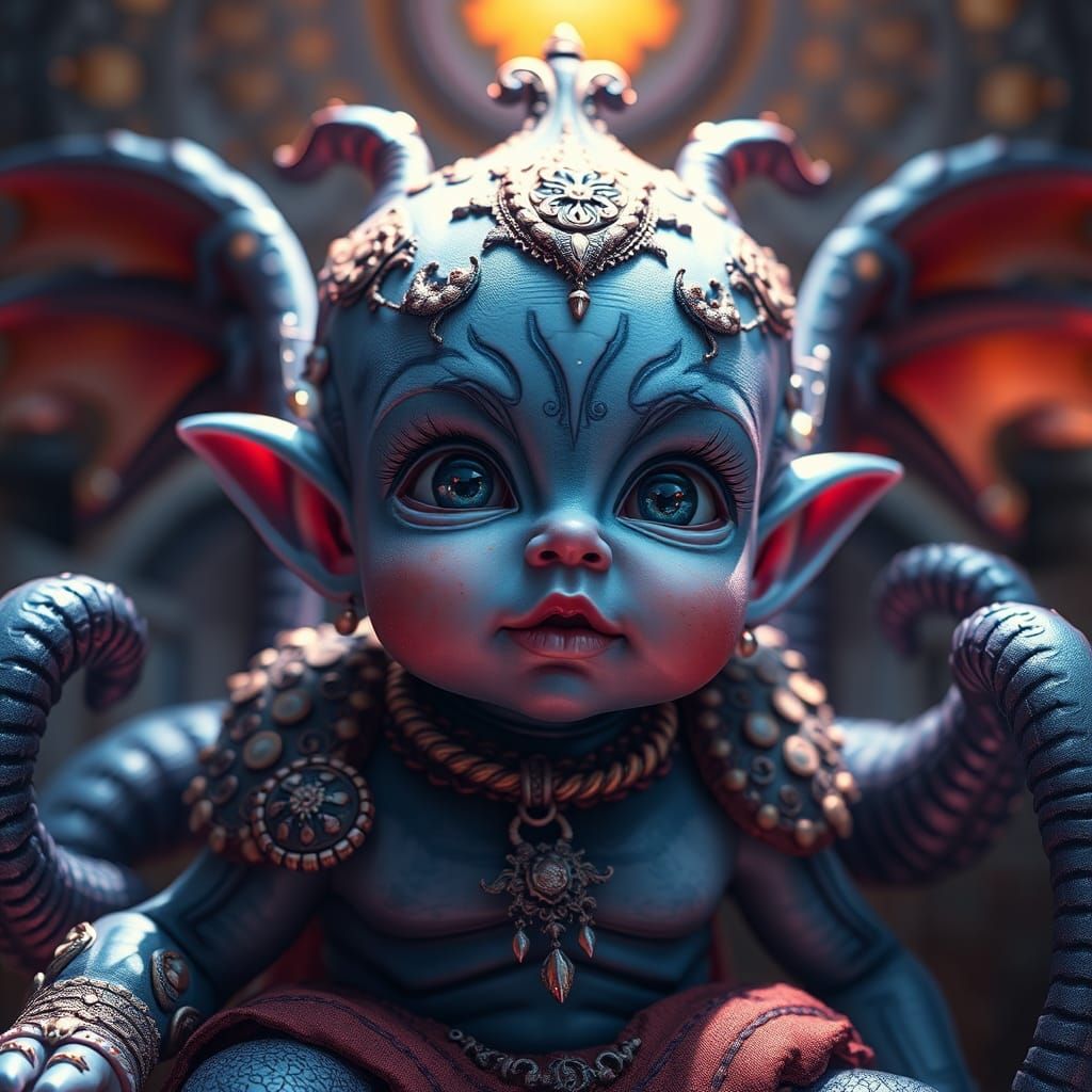 Hyperrealistic 3D Rendering of a Colorful Baby