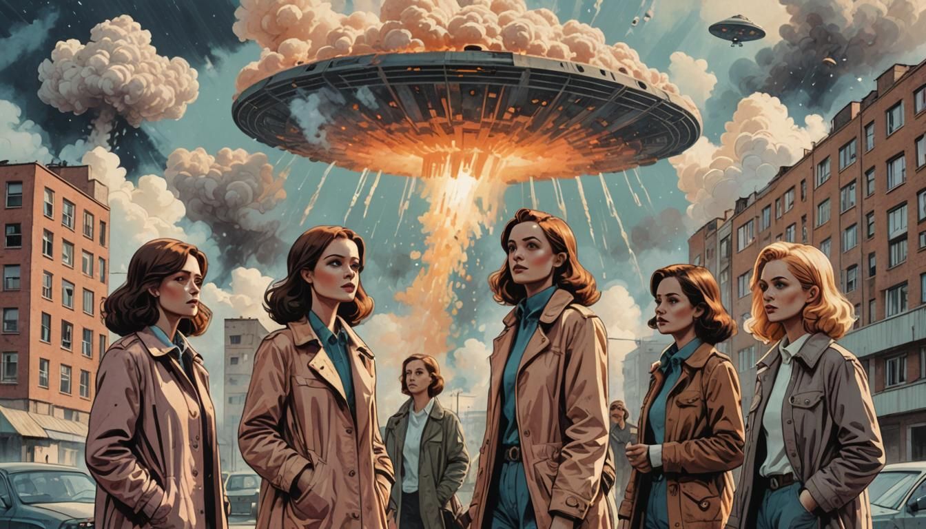 Girls Spot UFO in Chernobyl, Polish Comic Style