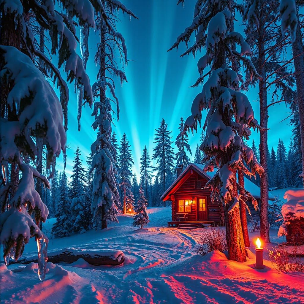 Enchanted Winter Forest at Twilight: Matte Painting