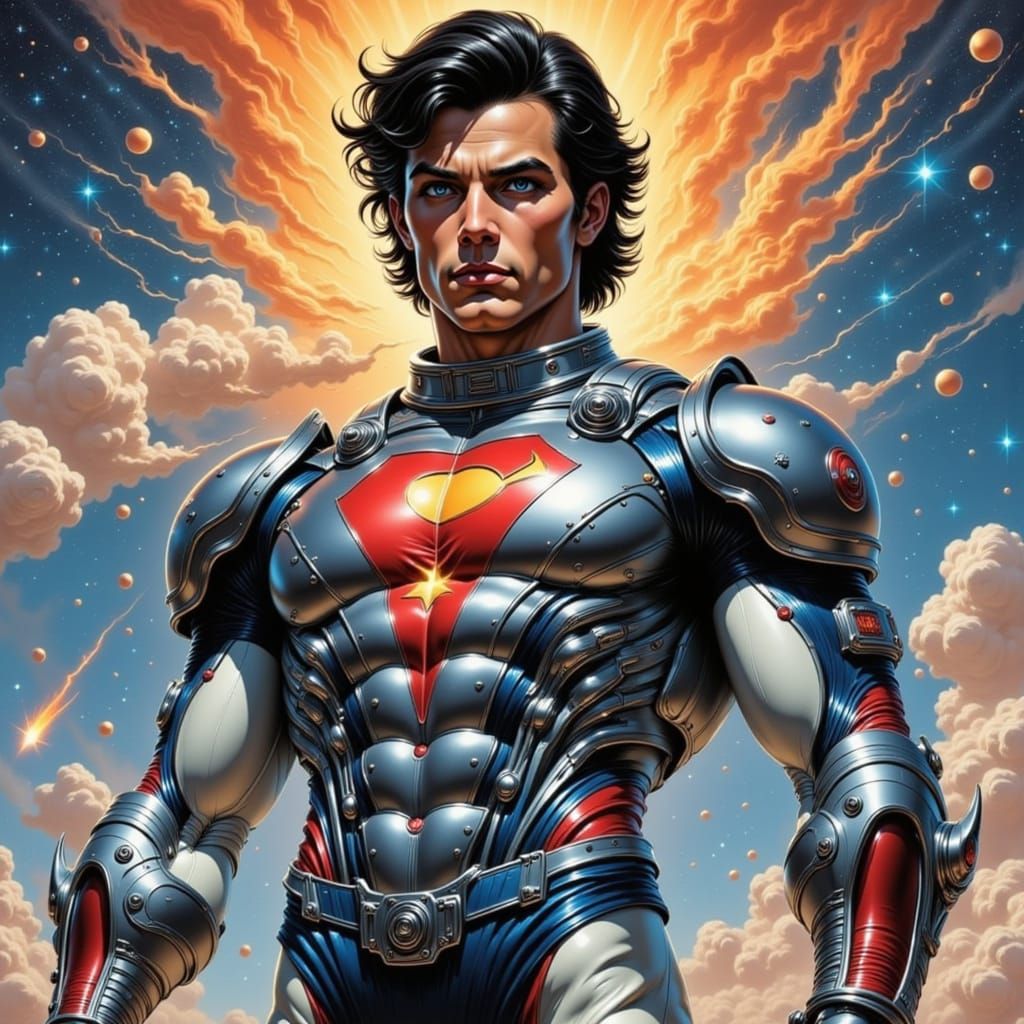 Captain Cosmic in Vintage-Futuristic Comic Art