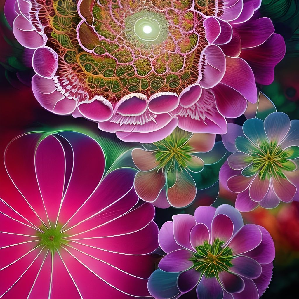 Luminous Flora and Fauna in Ethereal Liquid Metals