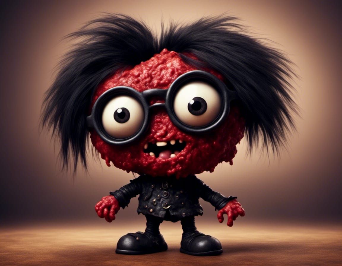 funny meatball with black hair