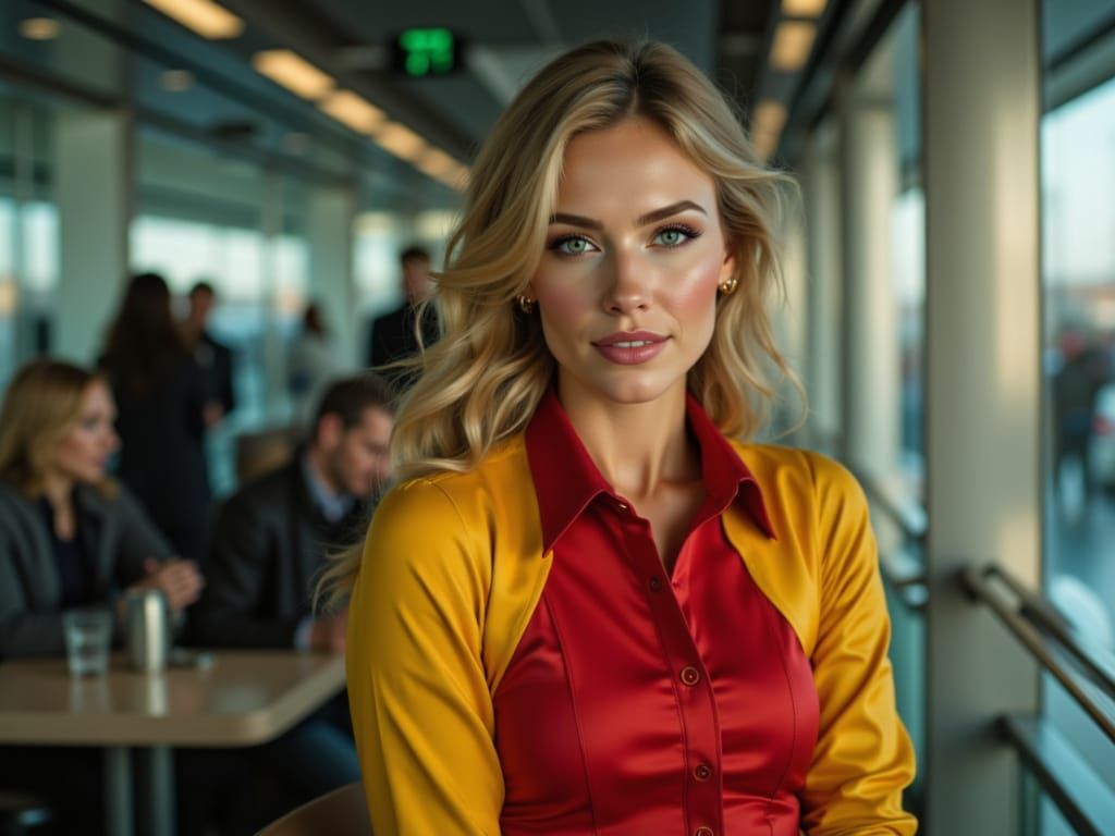 Vibrant Pin-Up Flight Attendant by Dichen Lachman